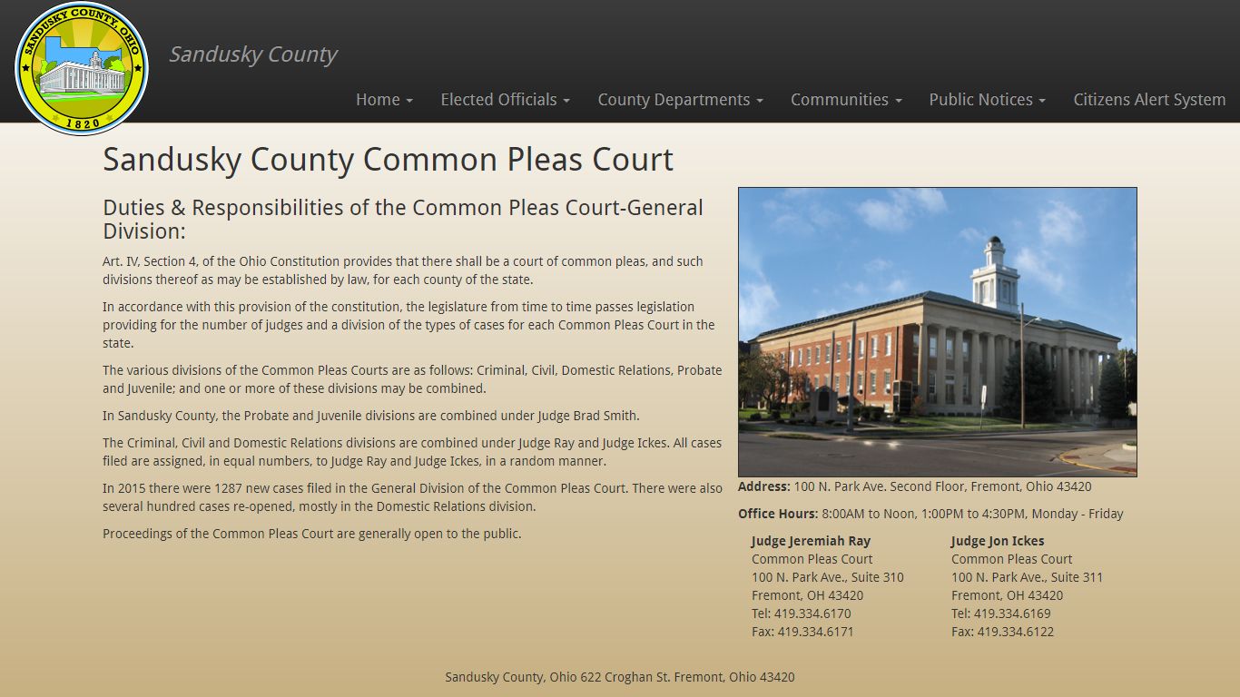 Sandusky County, Ohio - Common Pleas Court
