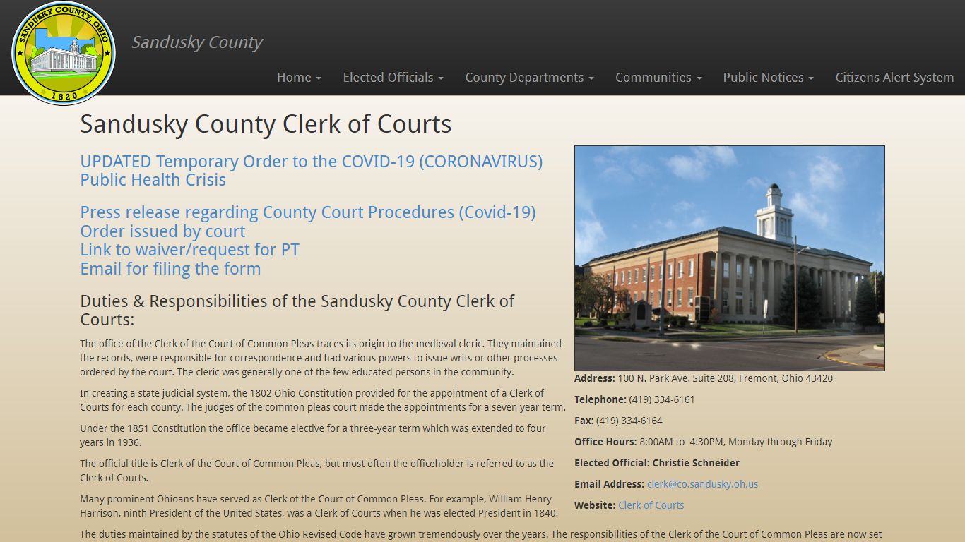Sandusky County, Ohio - Clerk of Courts