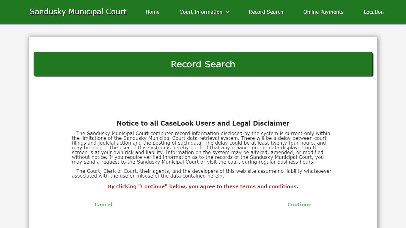 Sandusky Municipal Court - Record Search